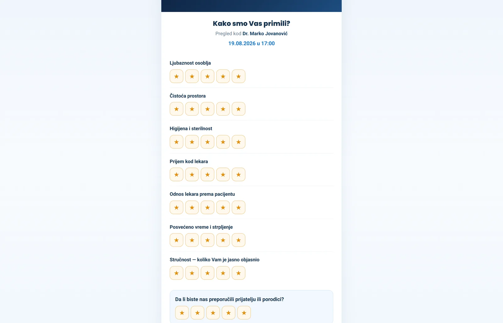 The rating form